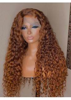 Color 30 HD Lace Wig Deep Curly 24inch 180 Density Human Hair Wig Front Lace Wig