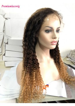 Ombre T1B/4/27 HD13x6 Lace Front Wig 22inch 150 Density Deep Curly