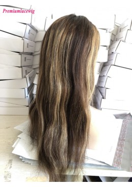 Glueless Full Lace Wig 18inch Piano Color 2 with Highlight 27 Light Yaki