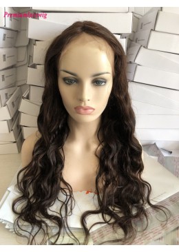 Natural Wave 24inch T Part Lace Wig Color 2 Dark Brown Human Hair Wig