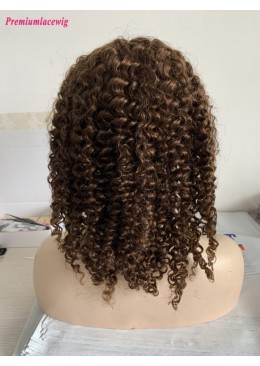 14inch Color 4 Deep Curly T Part Lace Wig