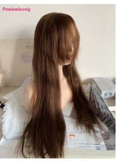 Full Lace Wig 24inch Light Yaki with Bang Color 4 130 Density