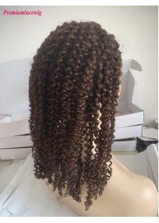 18inch Color 4 Jeri Curly HeadBand Human Hair Wig 150 Density