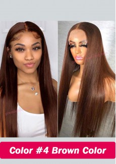 20 inch Brazilian Straight Hair 360 Lace Frontal Wigs with Baby Hair Color 4