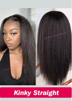 kinky straight lace front wig Brazilian hair 20inch