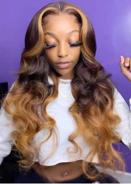 Ombre Color T1B/4/27 Body Wave 360 Lace Wig Malaysian Virgin Human Hair Wigs For Black Women