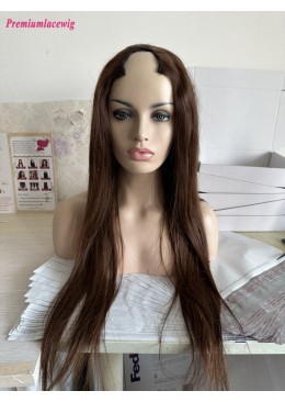 U Part Wig 24inch Color 4 Brown Color 200 Density Human Hair Wig