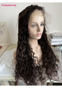 13x6 Lace Wig 26inch 1B highlight 30 Water Wave 180 Density Transparent Lace