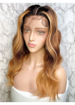 13x6 Lace Front Wig 150% Body Wave Ombre 1B/4/27 Highlight Color Brazilian Remy hair 13x4 Ombre Wigs 16inch