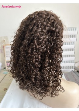 14inch Color 4 Deep Curly Full Frontal 13x6 Lace Wig 250 Density