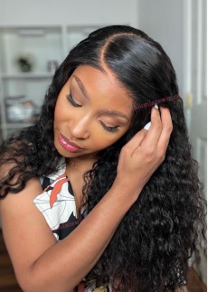 Brazilian Deep Wave Curly Human Hair Lace Front Wig 16inch Instock