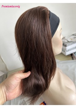 HeadBand Wig 10inch color 4 Brown Hair Color 180 Density Straight Human Hair Wig