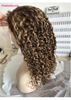 Piano Highlight Color 4-27 Deep Curly 20inch 13x6 Lace Wig 150 Density