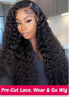 Pre Cut Lace Wear Go Glueless Wigs Kinky Curly Pre Plucked Hairline Bleached Knots