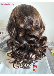 250 Density Body Curly 13x6 Lace Wig 18inch Color 4 Highlight 30