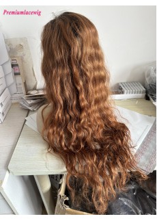 HD 13x6 Lace Wig 28inch Ombre Color T1B/30 Natural Wave 200% Density