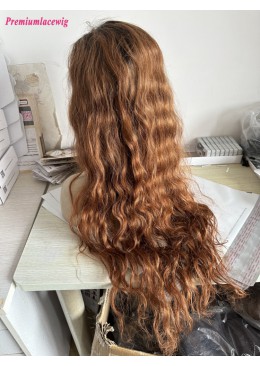 HD 13x6 Lace Wig 28inch Ombre Color T1B/30 Natural Wave 200% Density