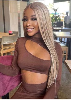 Blonde Balayage Brazilian Body Wave Wigs 24inch 13x6 Transparent Lace Human Hair Wig