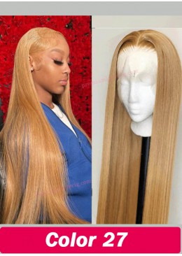 Strawberry Blonde Color 27 Straight Lace Front Wig 24inch 150 Density