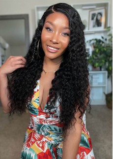 20 inch Full Lace Wig Malaysian Water Wave Human Hair 