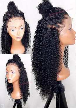 20inch Afro Curly Brazilian Virgin Hair 150% Density Full Lace Wigs