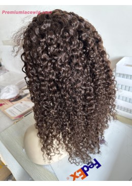 Glueless Full Lace Wig Deep Curly Color 3 18inch 180 Density