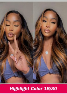 Piano Highlight Color 1B with 30 Pre plucked Human Hair Wigs