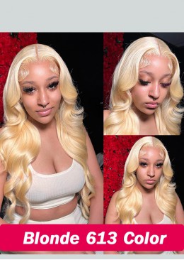 18 inch color 613 malaysian virgin hair body wave blonde full lace wig