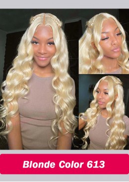 28inch 613 Blonde Deep Wave Frontal Wigs 13x6 Lace Frontal Wig Blonde Colored Remy Wigs