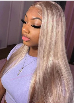 Blonde Full Lace Wig With Brown Highlights Color Straight & Body Wave 24inch