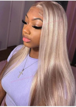 Blonde Balayage Full Lace Wig With Brown Highlights Color Straight & Body Wave 24inch
