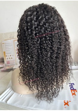 HD Full Lace Wig Deep Curly 18inch 200 Density 4C Curly Baby Hair