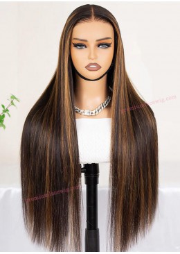 Highlight Color 1B/30 Full Lace Wig 24inch Brazilian Straight Human Hair Wig