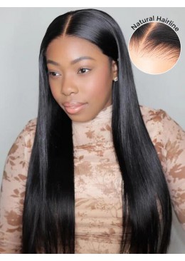26Inch 180 Density Long Straight Glueless 360 Lace Front Wigs For Black Women Daily Used Soft