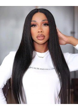 Light Yaki 360 Lace Front Wig Brazilian Hair 16inch Instock