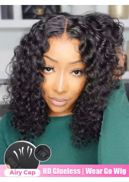 Wear and Go Wig Deep Curly BOB Glueless Wig 5x5 HD Lace Pre Cut Lace Wig