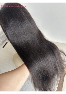 Italian Yaki Glueless Full Lace Wig 22inch 150 Density Fake Scalp