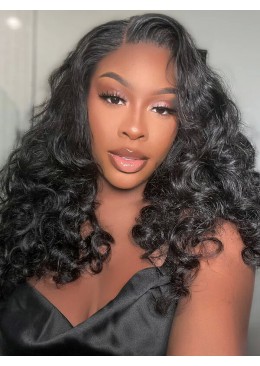 Mongolian Big Wave Human Hair Full Lace Wigs 16inch