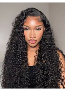 Peruvian Deep Curly Virgin Human Hair Lace Front Human Wigs With Baby Hair Pre Plucked 