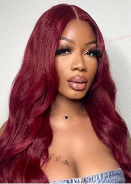 20 inch Red Color Full Lace Wig Straight Brazilian Virgin Hair