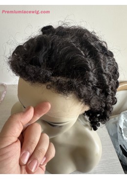 HD Full Lace Wig Deep Curly 18inch Color 1B with 4C Curly Baby Hair