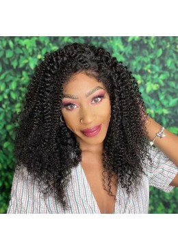 Jerry Curly Full Lace Wig 4C Curly Baby Hair 18inch 180% Density Pre Plucked Hairline