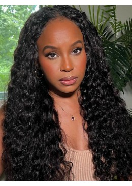 22inch Natural Color Brazilian Deep Wave Human Hair Full Lace Wig
