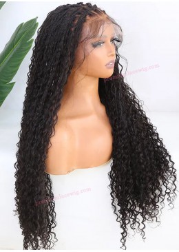 Bohemian Knotless Human Hair Full Lace Braided Wig 26 inches 200 Density