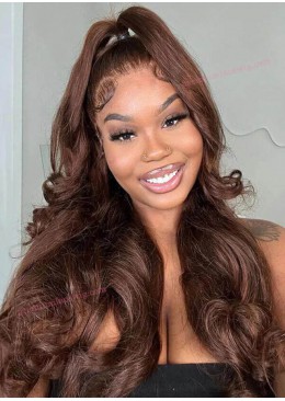 Choclate Brown Color 2 Middle Part Long Straight Full Lace Wig Brazilian Hair 20inch 