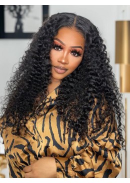 Curly Undetectable Glueless  Full Swiss Lace Virgin Human Hair  Wig