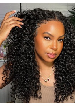 Deep Curly Free Hairparting Virgin Human Hair Full Lace Wig Pre Plucked