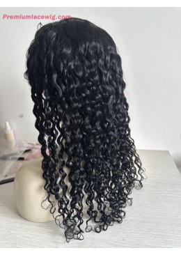 Jet Black Color 1 Deep Curly 13x6 Lace Frontal Wig 20inch 150% Density