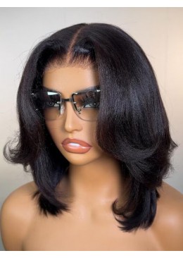 Lace Front Wig Natural Wave Bob Virgin Human Hair Wig 10inch 250% Density