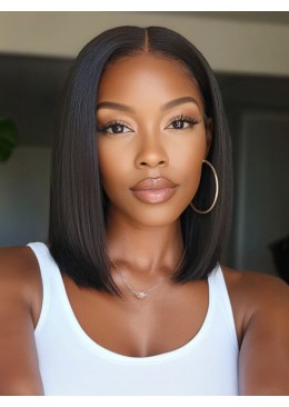 Short Brazilian Straight Bob Wig 13x6 13x4 Lace Frontal Wigs Pre-Pucked